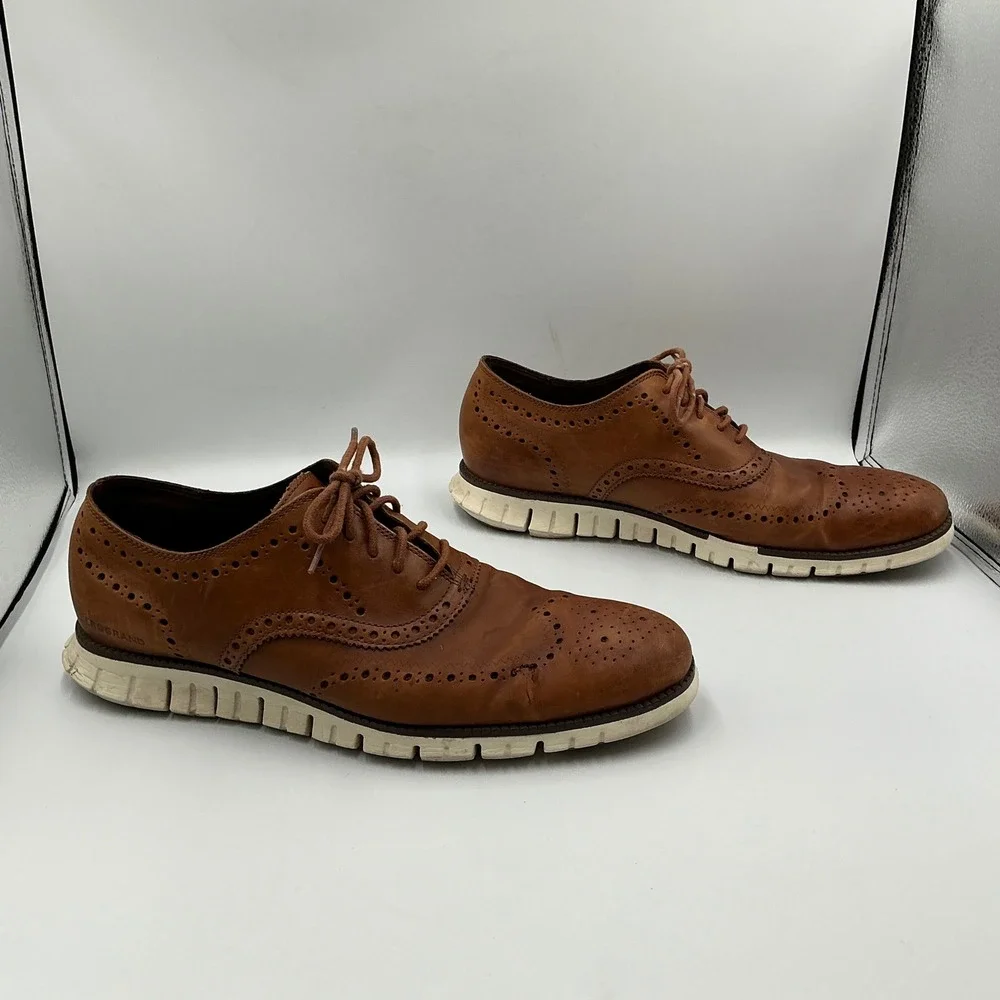 Cole Haan Zerogrand Wingtip Oxford British Tan‎ Leather Mens Shoes C23579